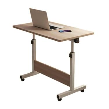 Imagem de Mesa dobrável ajustável sobre a cama, mesa móvel com rodas 40 * 60 cm/40 * 80 cm faixa de elevação 65 * 87 pernas de aço grosso sentado em pé mesa laptop mesa cor de madeira 40 * 80 cm