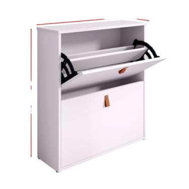 Imagem de Sapateira Organizadora Com Prateleira E Gaveta Basculante Hall de Entrada(Outlet Branco)