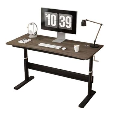 Imagem de Mesa ajustável manual, mesa de trabalho com altura ajustável, mesa de trabalho 80/100/120/140 x 60 cm, placa espessa, aço carbono, multicolorida, ergonômica para escritório, escritório, preto, B 120 x