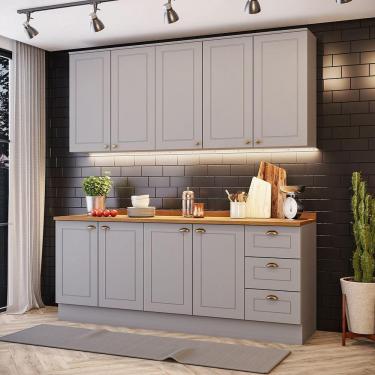 Imagem de Cozinha Compacta Com Balcão Para Cooktop Amy Casa 812 Cinza