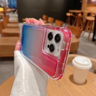 Imagem de HTVJFX Capa de celular transparente gradiente 2 em 1 para iPhone 16 Pro, à prova de choque, com amortecedor, capa traseira rígida (para iPhone 16 Pro/rosa-azul)