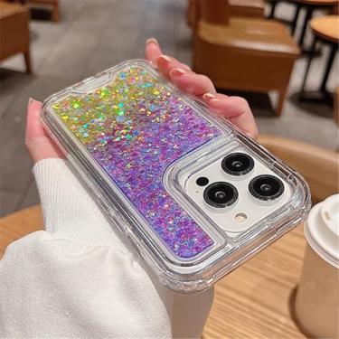 Imagem de HTVJFX Capa protetora transparente com glitter gradiente 3 em 1 para iPhone 11, resistente a choques (para iPhone 11/roxo dourado)