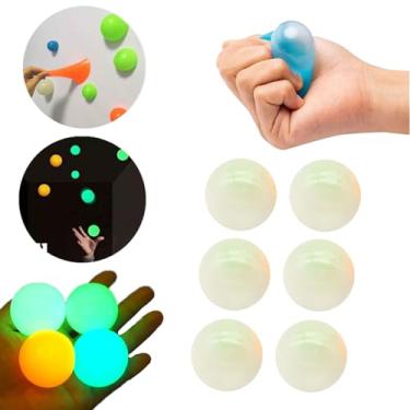 Imagem de Bolas Adesivas Luminosas para Parede Bolhas dos Sonhos que Voltam Quando Bate e Brilham no Escuro Brinquedos Anti-Estresse Anti-Rasgo Amaciadas de Pressão Adolescentes Adultos Necessidades Alívio Estr