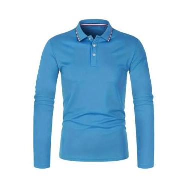 Imagem de Camisa Polo Masculina De Manga Longa Casual Respirável Confortável Par