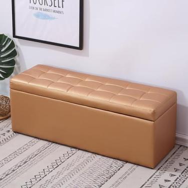 Imagem de Banco de entrada moderno com armazenamento com almofada, banco para quarto na extremidade da cama, banco de armazenamento de sala de estar, banco para entrada da porta da frente, banco de sapatos com