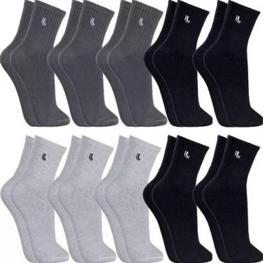 Imagem de Kit 10 Pares Meias Lupo Original Algodão Cano Alto Longo Masculina Aca