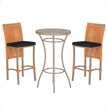 Imagem de Mesa Bistro E 2 Banquetas Roma Fendi Corda Náutica 12 Terra Cota