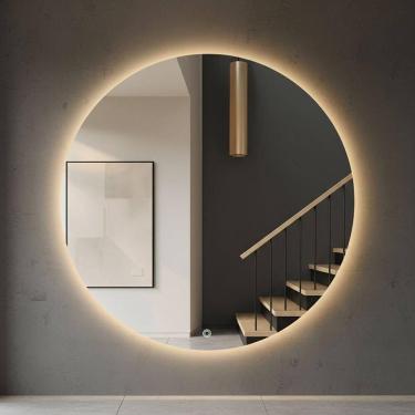 Imagem de Espelho Redondo 70cm Led Indireto Decorativo Lavabo Penteadeira Neutro