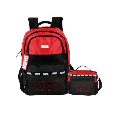 Imagem de Kit Marvel Avengers Mochila Costas + Lancheira Térmica Luxo, Vermelho