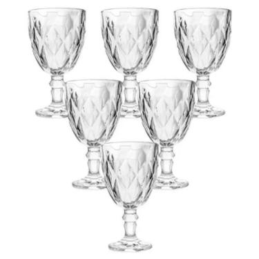 Imagem de Jogo 6 Taças Vidro Diamond Transparente kit 6 Taças 340ml vinho reforç