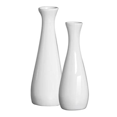 Imagem de Kit 2 Vasos Líbano Cerâmica Decorativa Branco Enfeite para Sala Quarto