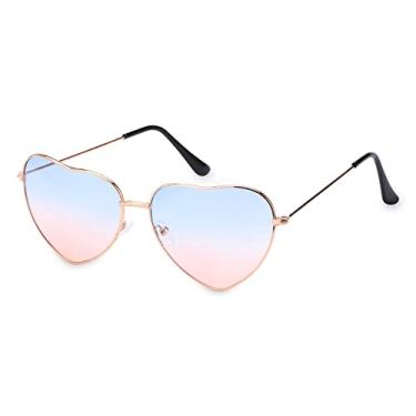 Imagem de Óculos de sol com armação de metal moda feminina vestido extravagante retrô em forma de coração com lente gradiente óculos de sol uv 400 ao ar livre, c06, china