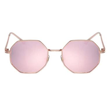 Imagem de Óculos de sol quadrados de luxo masculinos femininos moda armação pequena polígono óculos de sol de metal vintage retrô octógono gafas de sol, rosa, outros