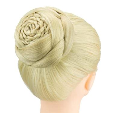 Imagem de IMISSU Cobertura de cabelo chignon trançado dançarina rosquinha peruca de cabelo scrunchie coque para mulheres (M4 Loira Suja)