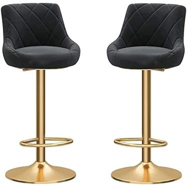 Imagem de Banco Alto Com Encosto, Banco Alto Para Café Da Manhã, Tecido De Veludo, Banco Alto Giratório Ajustável Mecanicamente, Cromado E Apoio Para Os Pés, Fácil De Montar, Para Cozinha/Bar (Color : B1)