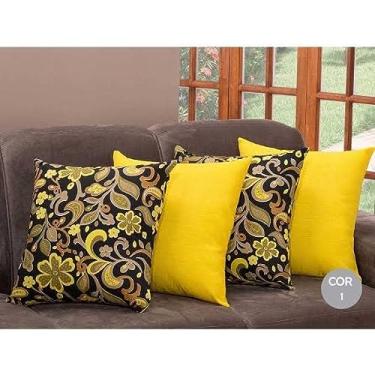 Imagem de kit de 4 capa de almofadas decorativa 45x45 amarela
