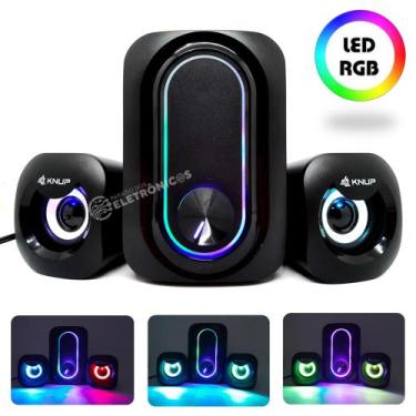 Imagem de Caixas de Som Multimídia 11w Com Subwoofer LED RGB Com Controle de Vol