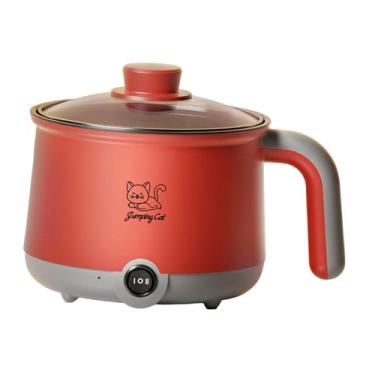 Imagem de DimyFew Panela elétrica 1.8L para macarrão e ovos, mini hot pot para shabu shabu, Cinza Vermelho