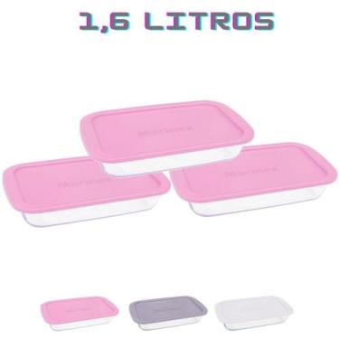 Imagem de Conj 3 Travessa Retangular Vidro 1,6L Forno Freezer C/Tampa - Nadir Fi