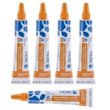 Imagem de Kit 5 Cola para Cano Adesivo Plástico Tigre 17g Pvc Incolor