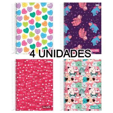 Imagem de Kit 4 Cadernos Espiral 160 Folhas Universitário 10M Capa Dura Stella M