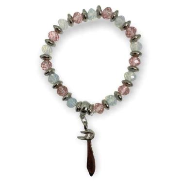 Imagem de Pulseira Oba Rosa Com Espada Cristal E Silicone - Lua Mística - 100% O