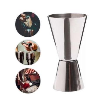 Imagem de Dosador Bebidas Duplo Inox 60ml e 30ml Copo Medidor Drinks - Top