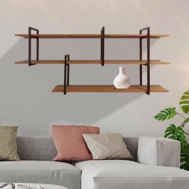 Imagem de Estante Escritório Sala Cozinha Quarto Estilo Industrial Suspensa Desi