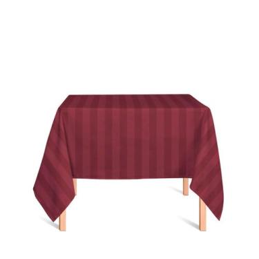 Imagem de Toalha de Mesa Quadrada em Tecido Jacquard Vinho Marsala Listrado Trad