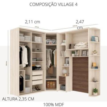 Imagem de Conjunto modulado composição village 4 robel 100% mdf vanilla/capuccin