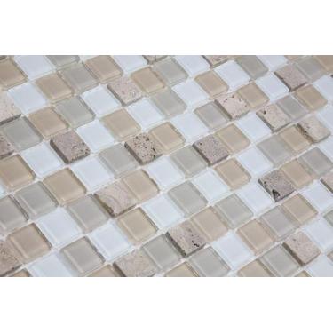 Imagem de Pastilha de Vidro 30x30 com Pedras Naturais e Metais Cristal Fit - Tro