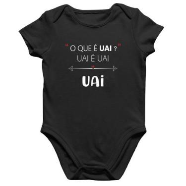 Imagem de Body Bebê Algodão Uai é uai, uai - Foca na Moda, Preto, GG