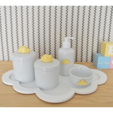 Imagem de Kit Higiene Bebê Infantil K058  Nuvem Porcelanas Multi Uso Moderno Dec