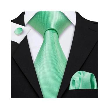 Imagem de Conjunto de Gravata e Abutões Masculinos - Verde Menta, Cerceta, Oliva