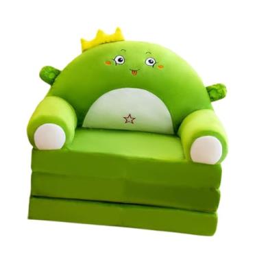 Imagem de ＫＬＫＣＭＳ Sofá dobrável infantil pequeno, leve, reclinável lavável, flip aberto, sofá-cama infantil fofo e macio para meninos e meninas, Dinossauro