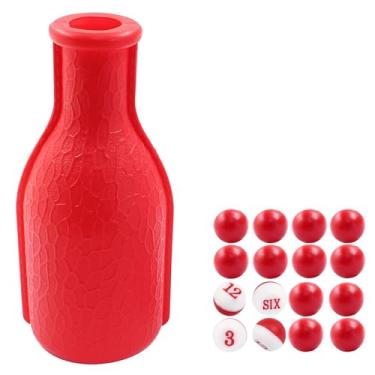 Imagem de Unlorspy Conjunto de coqueteleira portátil de bilhar - Ervilhas clássicas vermelhas/brancas - elegante garrafa de sinuca de sinuca com ervilhas/bolas para jogos de mesa (vermelho)