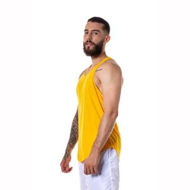 Imagem de Camisa Regata Masculina Amarela Cavada - CHIELLA., P, Amarelo, Masculi
