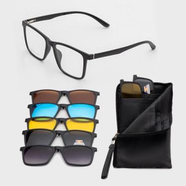 Imagem de Armação De Óculos De Grau Clip On Masculino 6 em 1- Hugo- Óculos Sunri