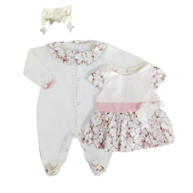 Imagem de Macacão Longo para Bebê Letícia Palha 03 Peças - Maria's Baby, PP