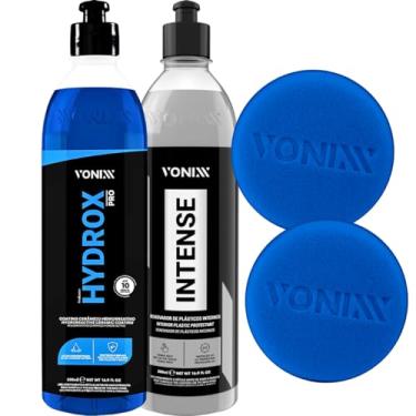 Imagem de Produto para manutenção proteção automotiva revitalizador de plasticos internos Intense 500ml Hydrox Pro 500ml Selante Sem Toque Hidro Repelente Vonixx + Aplicador de espuma Vonixx