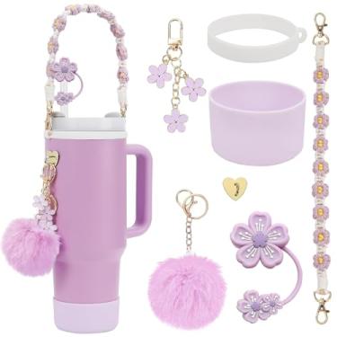 Imagem de Acessórios para copos Stanley com alça de garrafa de água, incluindo capa de canudo de silicone Stanley Cup Boot Stanley Cup Charms para copo de 850 g 1,134 g
