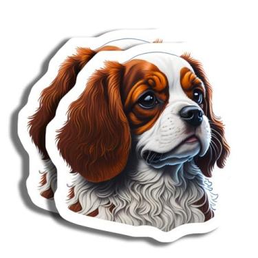 Imagem de Adesivo de cachorro Cavalier King Charles Spaniel fofo - Decalque de filhote para laptops - Presente para amantes de cães - Adesivo de animal fofo para diários - Garrafa de água - telefone -