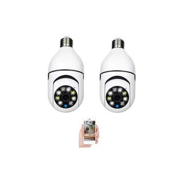 Imagem de Lâmpada de Segurança com Câmera WiFi, E27, 8 LEDs de Visão Noturna, Monitoramento Remoto via Smartphone, Conjunto com 2 Unidades, Branco