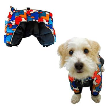 Imagem de Jaqueta para cães à prova de vento, impermeável, refletiva, quente, quatro pernas com zíper, roupa de neve para cães pequenos e médios (médio)