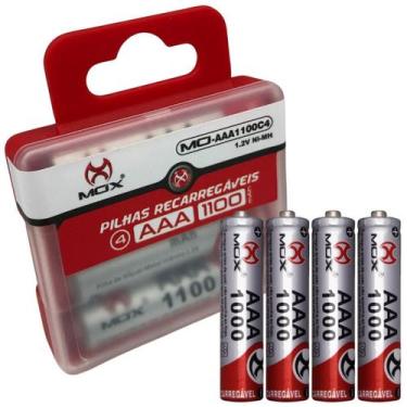 Imagem de 4 Pilhas Mox AAA Recarregáveis 1000mAh NiMH 1.2v Pilhas Palito 500 cic