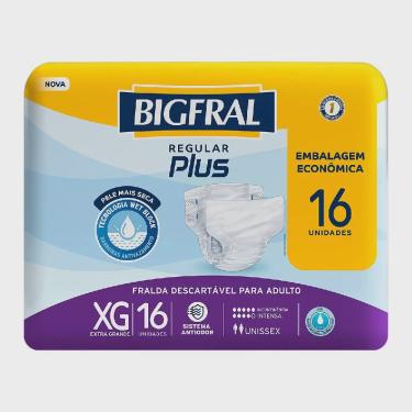 Imagem de Fralda adulto bigfral regular plus econômica xg 16 unidades