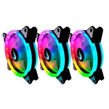 Imagem de Kit 3X Cooler Fan Rgb 120Mm Com Controle Remoto Rise Mode