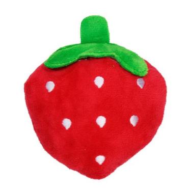 Imagem de Brinquedo Mordedor Pelúcia Pet Fruta Morango Com Apito 1 Unidade - Elo
