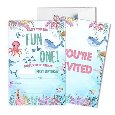 Imagem de Cartões de convite para festa de aniversário infantil convites de festa de aniversário de crianças no fundo do mar festa de aniversário para meninas crianças criaturas marinhas baleia tartaruga
