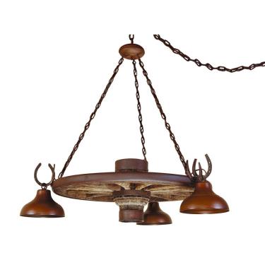 Imagem de Lustre Roda De Carroça Estância 3L Madelustre Metal Oxidado
